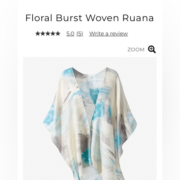 Chico’s Floral Burst Woven Ruana one size fits all in blue watercolor - Picture 4 of 5